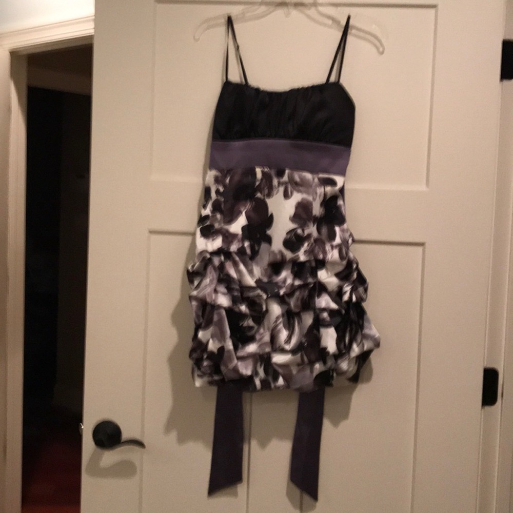 Black floral pattern dress
